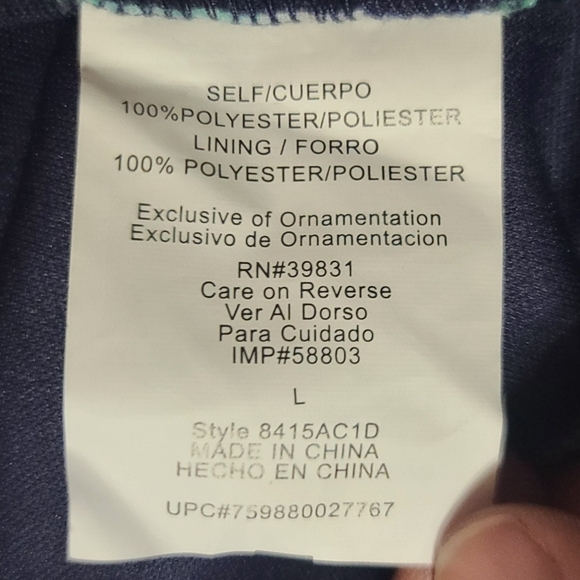 My Michelle Women's Blue Green Chevron Spaghetti Strap Mini Dress Size Large - Picture 10 of 11